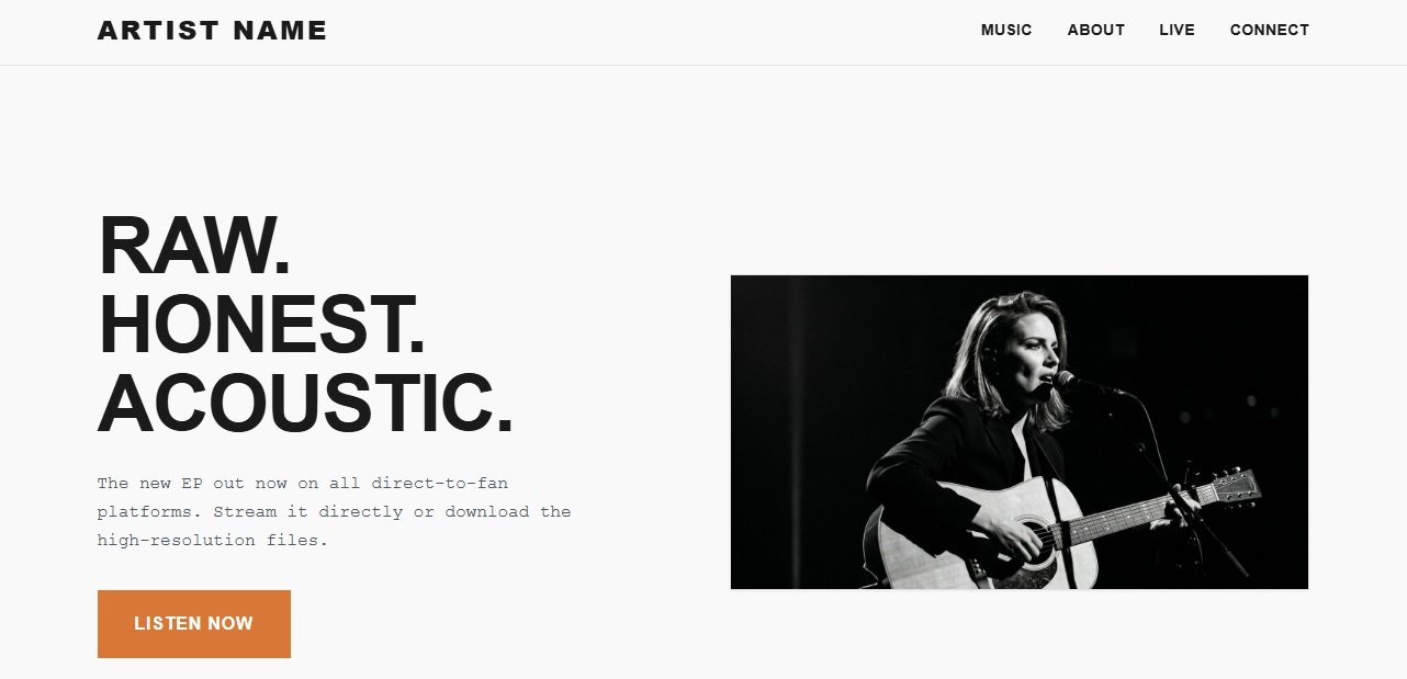 singer songwriter website product image